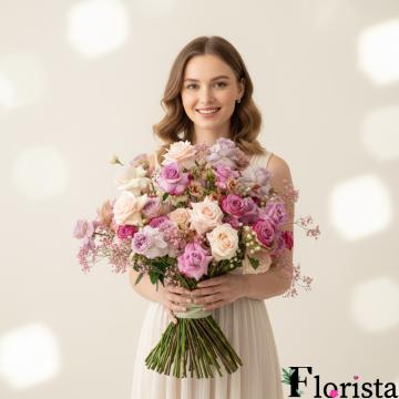 Букет 60 великоквіткових троянд