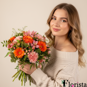 Pre-assembled bouquet Coral charm