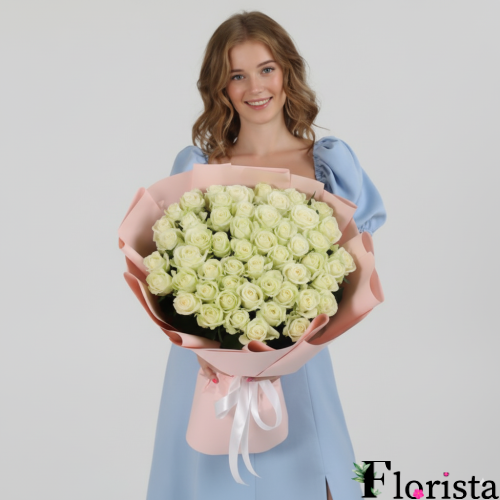 Букет із 51 білих троянд