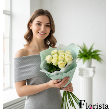 Bouquet of 11 white roses
