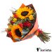 Pre-assembled bouquet of sunflowers, roses, eucalyptus