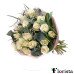 Delicate white roses and eucalyptus