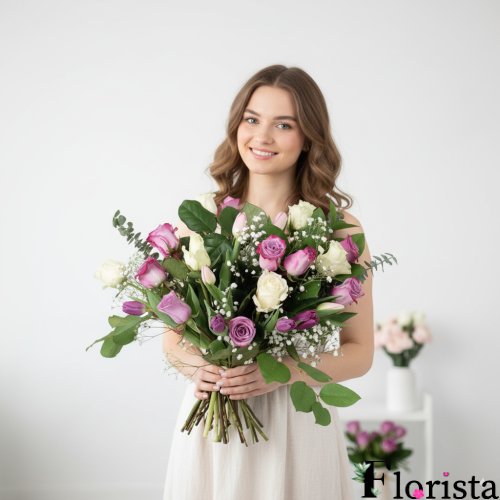 Букет змішаних троянд