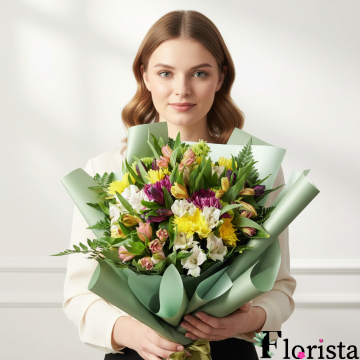 Букет змішаних перуанських лілій «Вічне сяйво»