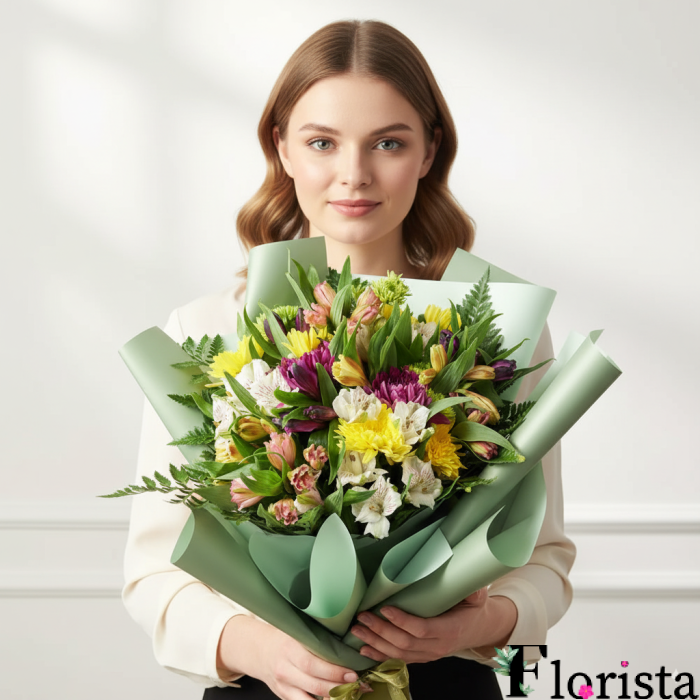 Букет змішаних перуанських лілій «Вічне сяйво»