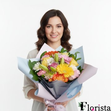 Змішаний квітковий букет «Карибський світанок»