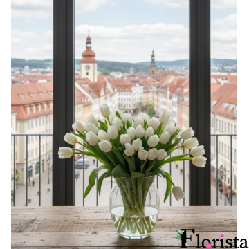 Букет 30 білих тюльпанів