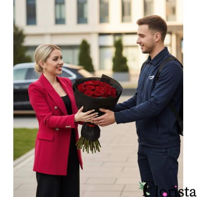 Щецин, Польща - Букет з 21 червоних троянд