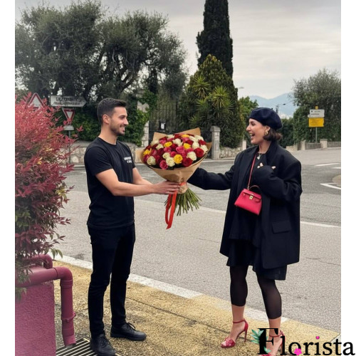 Nice, France - Bouquet of 51 multi-colored roses