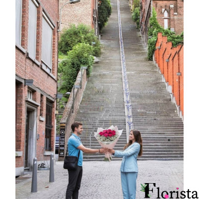 Льєж, Бельгія - Рожеві троянди з гіпсофілою