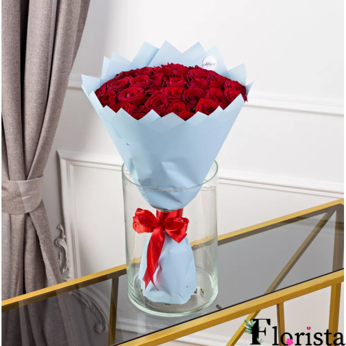 Букет із 33 Червоних Троянд (50см)
