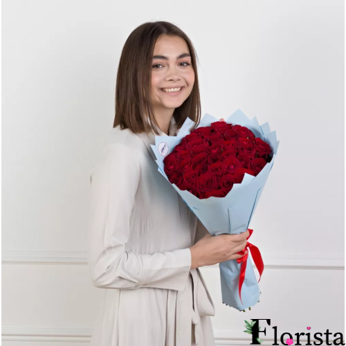 Букет із 33 Червоних Троянд (50см)