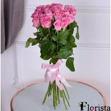 Букет із 19 рожевих троянд (60см-70см)