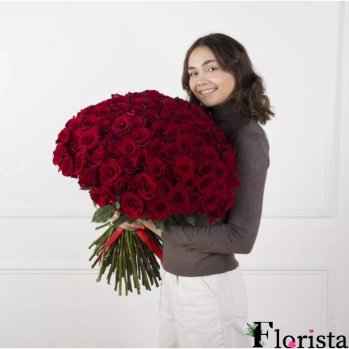 Букет Зі 101 Червоної Троянди (70см)