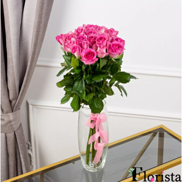 21  рожевих троянд (60см-70см)