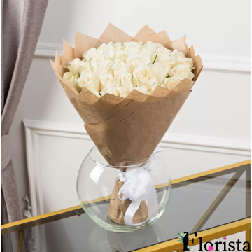 Букет із 39 білих троянд (40см-50см)