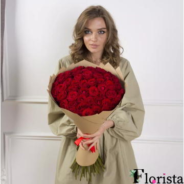Букет із 51 червоної троянди (60см)