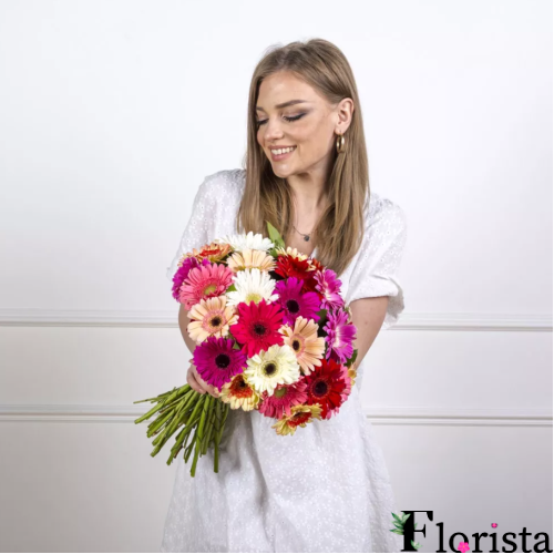 Букет різнокольорових гербер