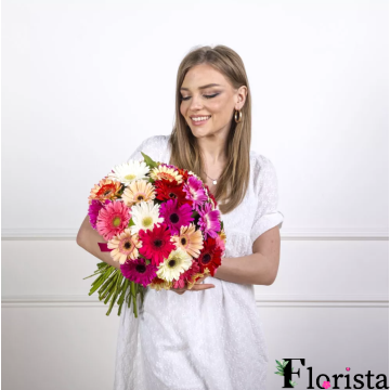 Букет різнокольорових гербер