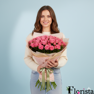 Букет квітів 51 рожева троянда