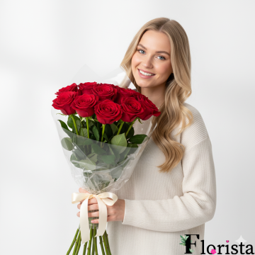 Букет квітів 10 червоних троянд
