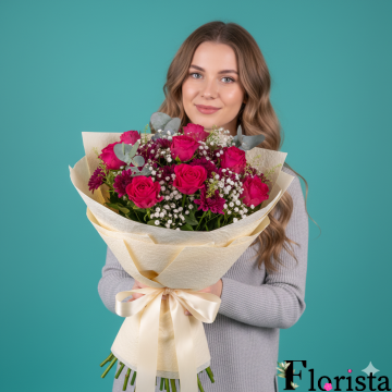 Букет квітів Осінь у сливово-червоному