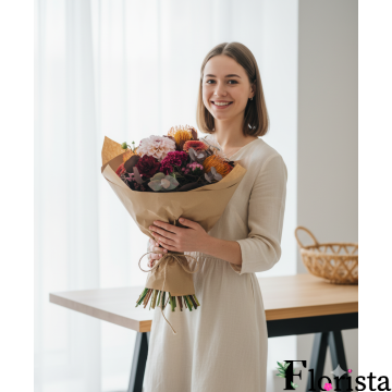 Assembled bouquet of flowers Magical play of color